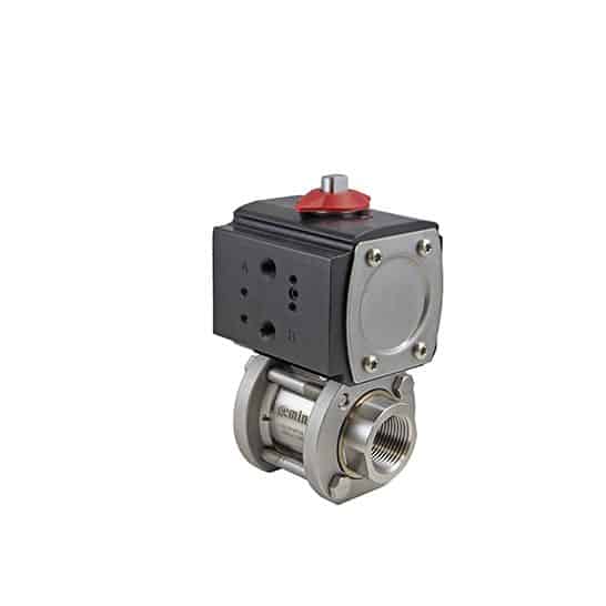 1-1/2" NPT Stainless Steel Double Acting Pneumatic Actuated 3-piece Ball Valve