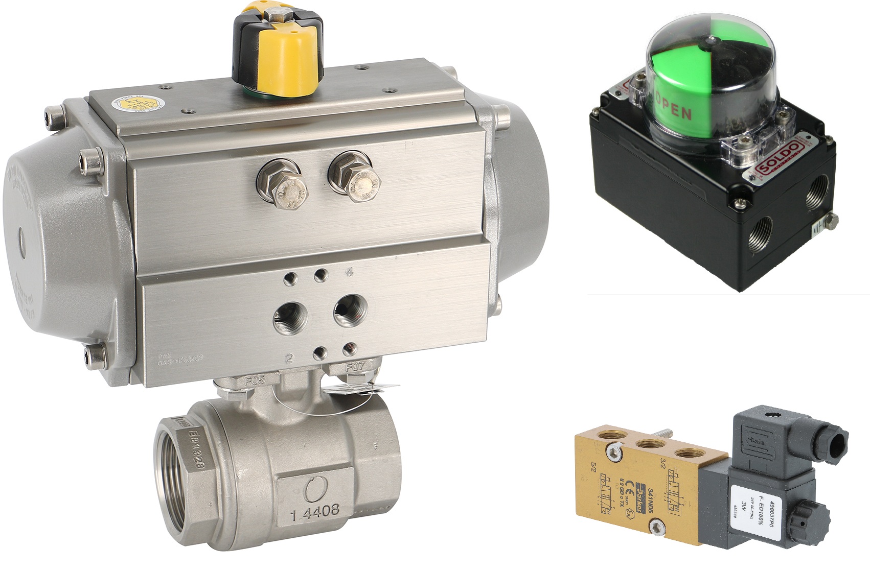 2 piece stainless steel ball valve  - Pneumatic actuated including Limit Switch - 1/2" ATEX certified