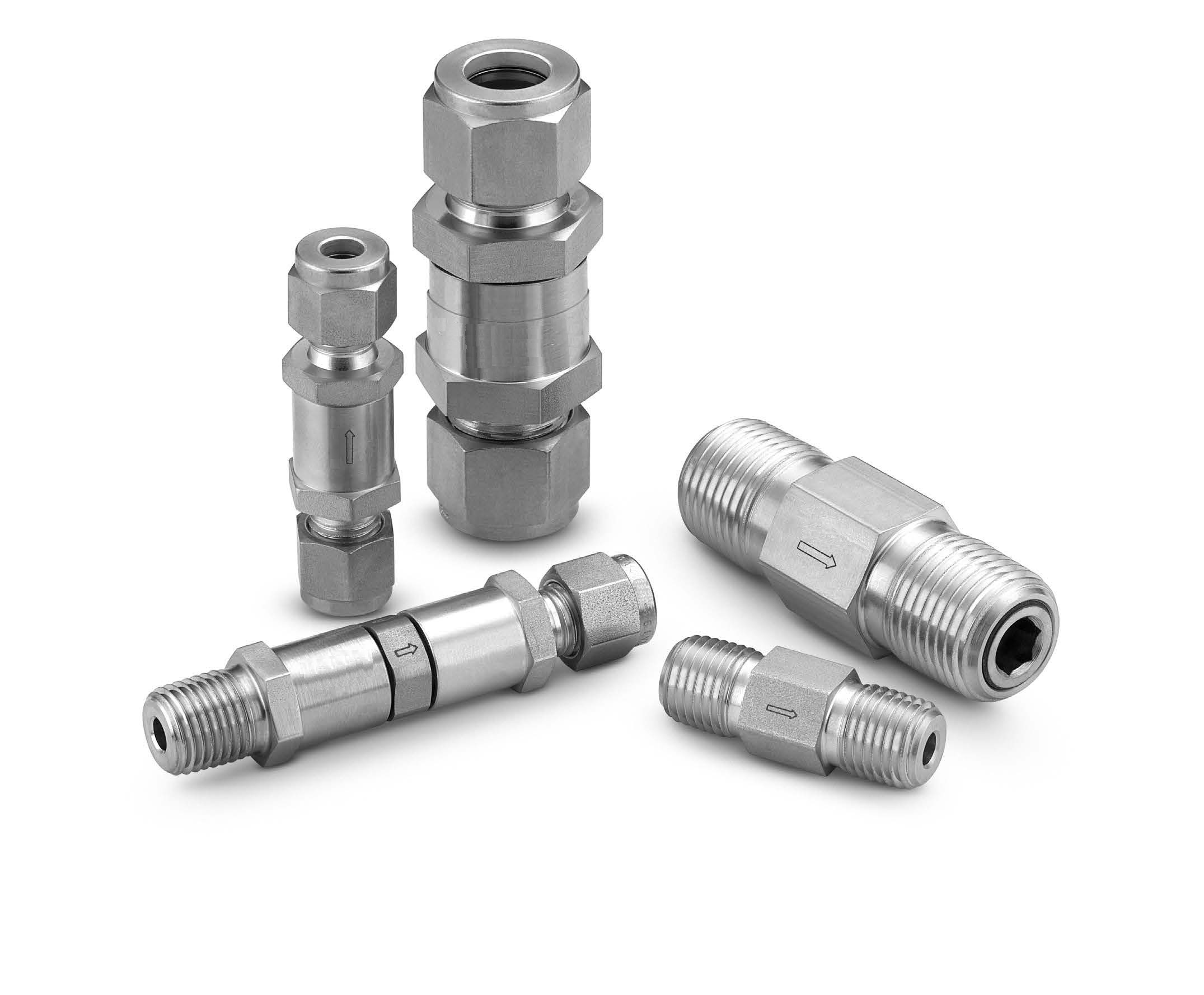 SWSPR Stainless Steel Poppet Check Valve - 6000 psig (413 bar) - Compression End - Kalrez O-Ring - DN008 - 1/4"