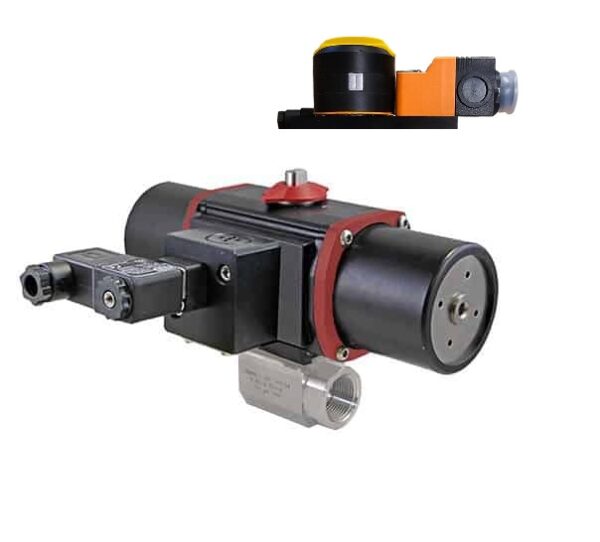 1" NPT CFM8 Stainless Steel Spring-Return (Normally Open) Pneumatic Actuated Ball Valve With BSP Threat And Solenoid Valve 24V manual override