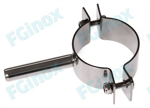 CRAT ROUND WELD. PIPE HOLDER DIN 52 ST. STEEL 304 / WITH ROD