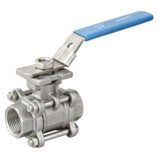 SGN3PCTBISO 3PC BALL VALVE WITH ISO5211 MOUNTING PAD 69bar/1000PSI, Full port, PTFE seat 304 1/2"BSPP