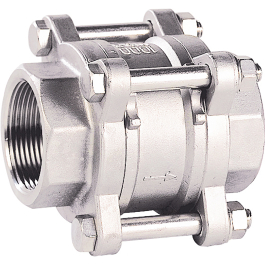 Stainless steel CF8M spring check valve 3-piece body NPT