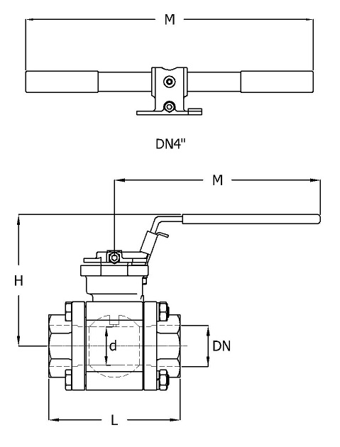 ECON® Kogelkraan Type: 7422 Staal/TF 4215/FPM (FKM) Volle doorlaat Handgreep Class 600 Binnendraad (BSPP) 2" (50) - Image 3